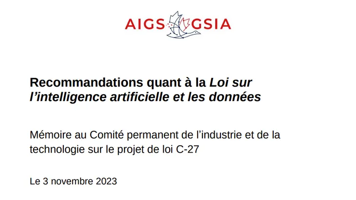 GSIA Canada, livre blanc, politique d’IA